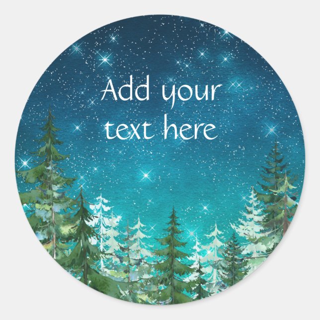 Star Light Forest Night Classic Round Sticker (Front)
