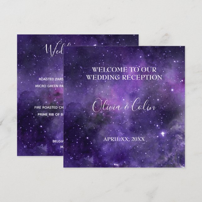 Star Light Purple Wedding Reception Menu (Front/Back)
