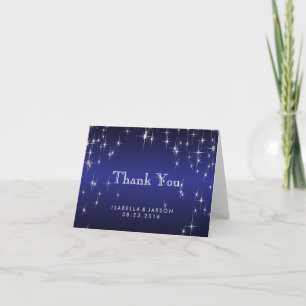 Star Lights in Metallic Dark Blue - Thank You Card