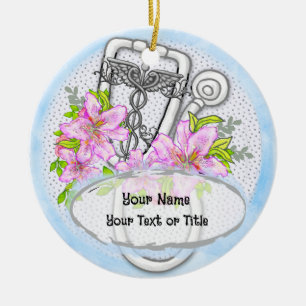 Star lily stethoscope  ceramic ornament