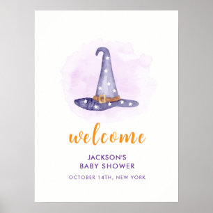 Star Little Boo Witch Hat Baby Shower Welcome  Poster