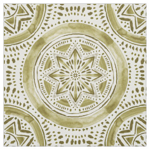 STAR MANDALA Gold Holiday Medallion Fabric