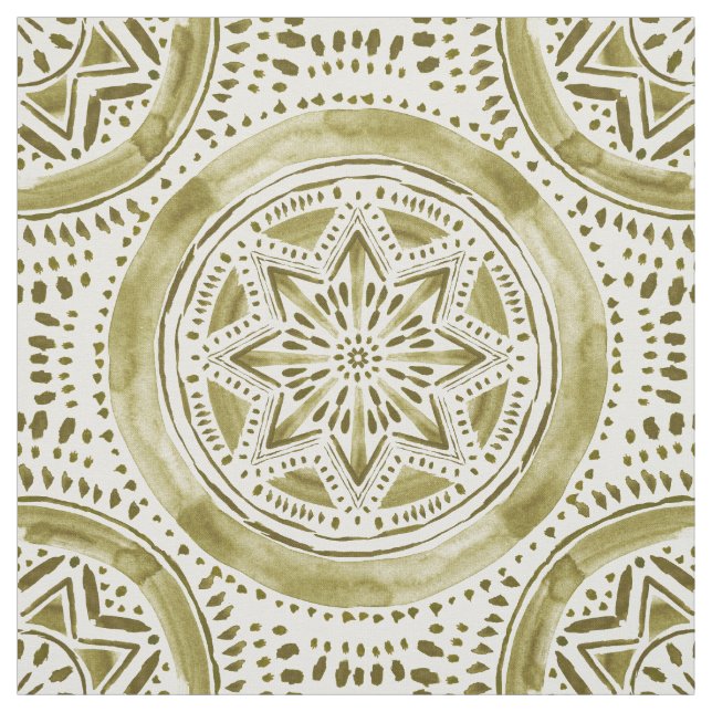 STAR MANDALA Gold Holiday Medallion Fabric (Swatch)