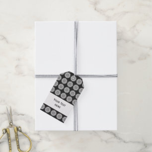 Star Mandala knitting black & white Gift Tags