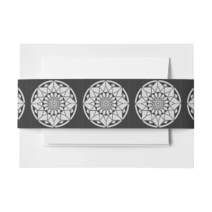 Star Mandala knitting black & white Invitation Belly Band
