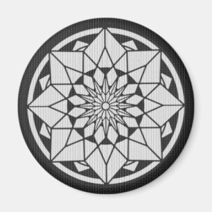 Star Mandala knitting black & white Magnet