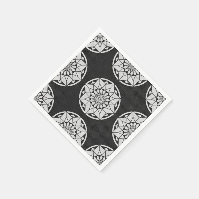 Star Mandala knitting black & white Napkin (Corner)