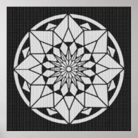 Star Mandala knitting black & white