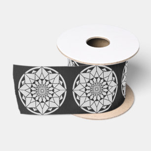 Star Mandala knitting black & white Satin Ribbon