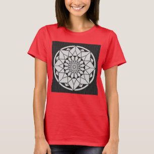 Star Mandala knitting black & white T-Shirt