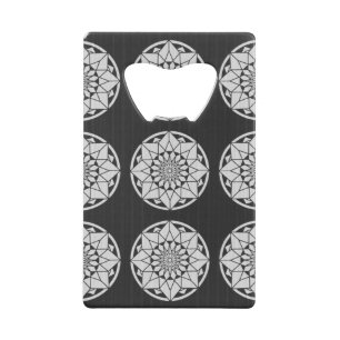 Star Mandala knitting black & white Wallet Bottle Opener