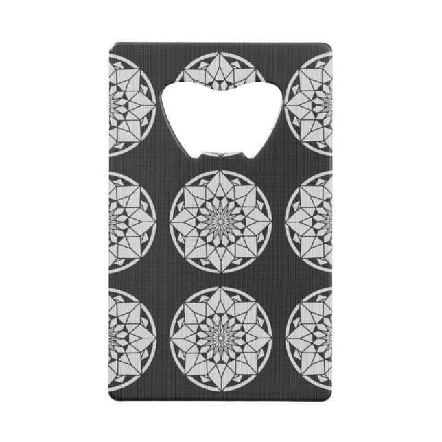 Star Mandala knitting black & white Wallet Bottle Opener (Front)
