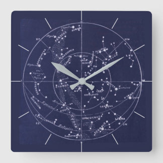 STAR MAP | Vintage deep blue night sky Square Wall Clock