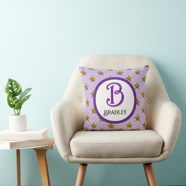 Star Monogram Family Initial Name Colourful Throw Pillow (Chair)