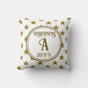 Star Monogram Home Decor Wedding Keepsake Throw Pillow