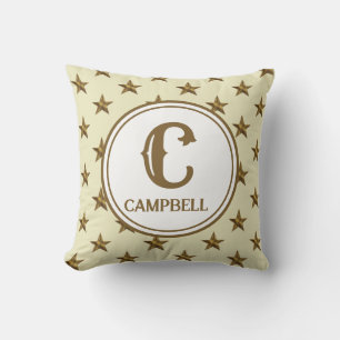 Star Monogram Initial Western Home Decor Throw Pillow