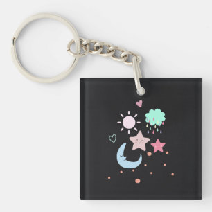 Star Moon cloud sun heart cute Keychain