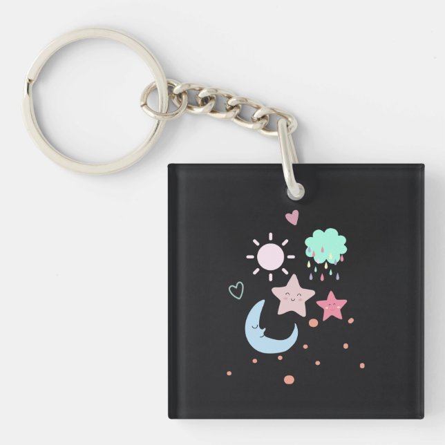 Star Moon cloud sun  heart cute  Keychain (Front)