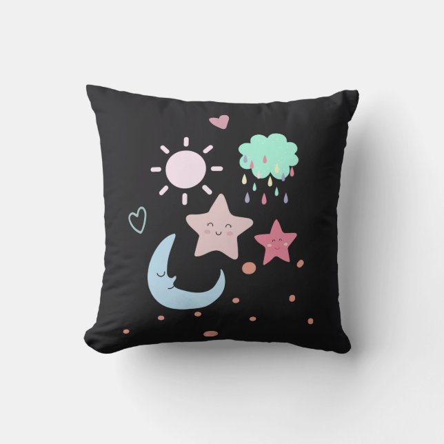 Star Moon cloud sun heart cute Throw Pillow (Front)