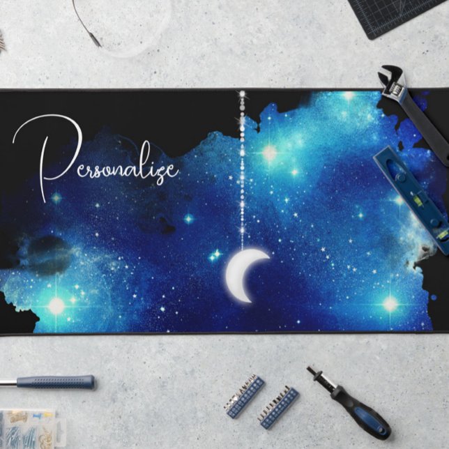 Star moon night sky celestial galaxy black blue desk mat (Creator Uploaded)