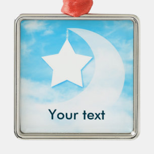 Star & Moon Silver Colored Metal Ornament