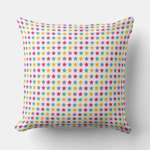 Star Motif: Purple, Yellow, and Teal Delight Throw Pillow