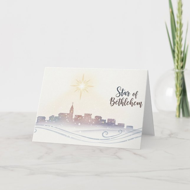 Star of Bethlehem Christmas Nativity Skyline Art Holiday Card (Front)