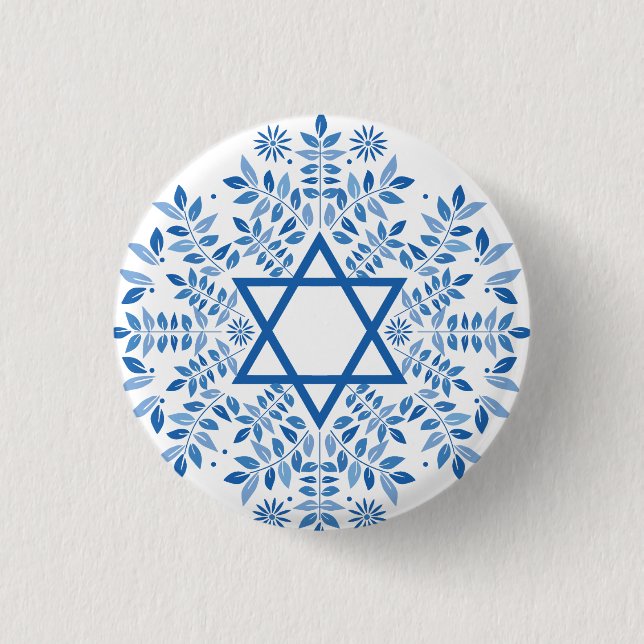 star of david  1 inch round button (Front)