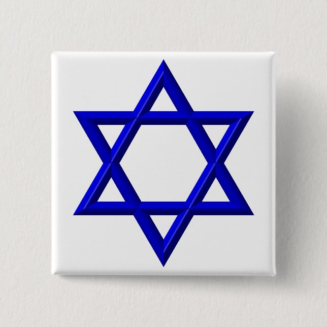 Star of David 2 Inch Square Button (Front)