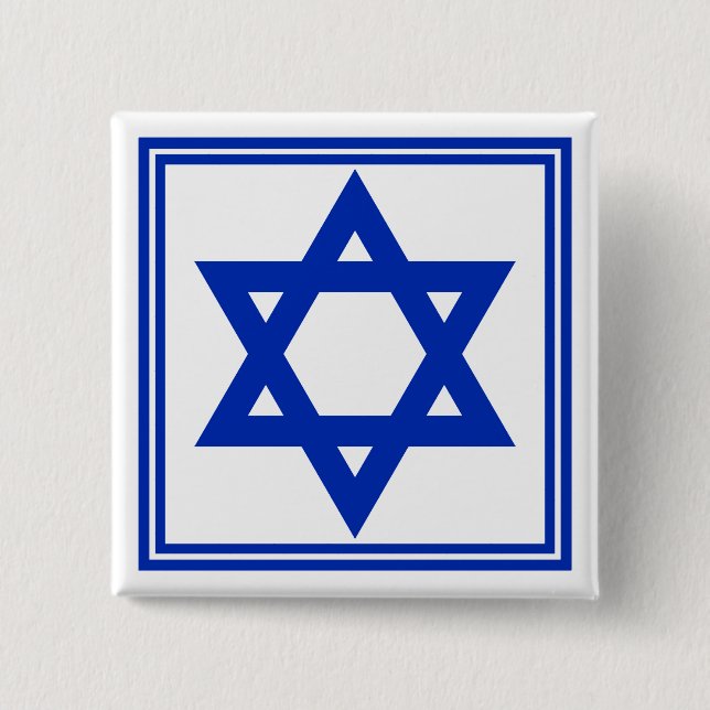 Star of David 2 Inch Square Button (Front)
