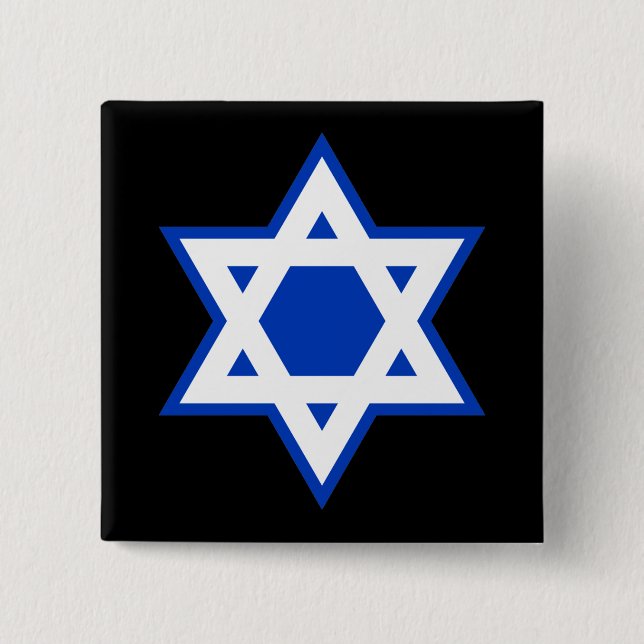 Star of David 2 Inch Square Button (Front)