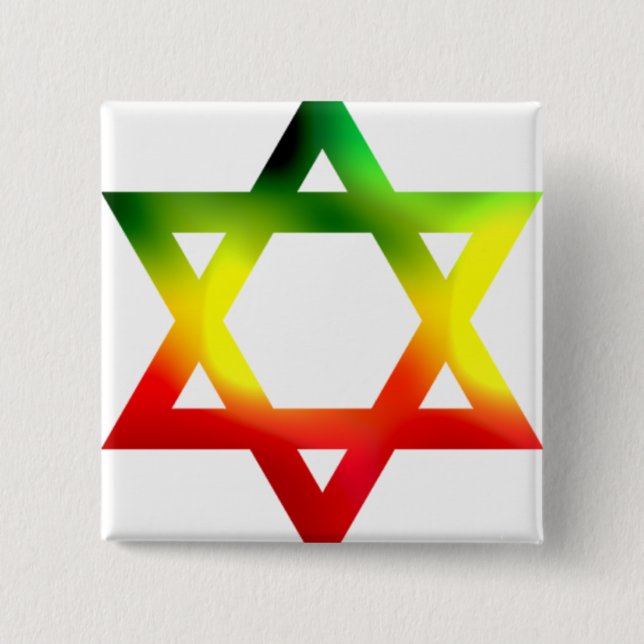 Star of David 2 Inch Square Button (Front)