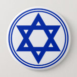 Star of David 4 Inch Round Button<br><div class="desc">Round button with an image of a royal blue Star of David and royal blue double border on white. See the entire Hanukkah Buttons & Pins collection under the ACCESSORIES category in the HOLIDAYS section.</div>