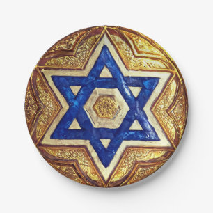 Star of David, 7" Round Paper Plate