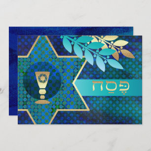 Star of David and Kiddush Cup Passover Seder Invitation