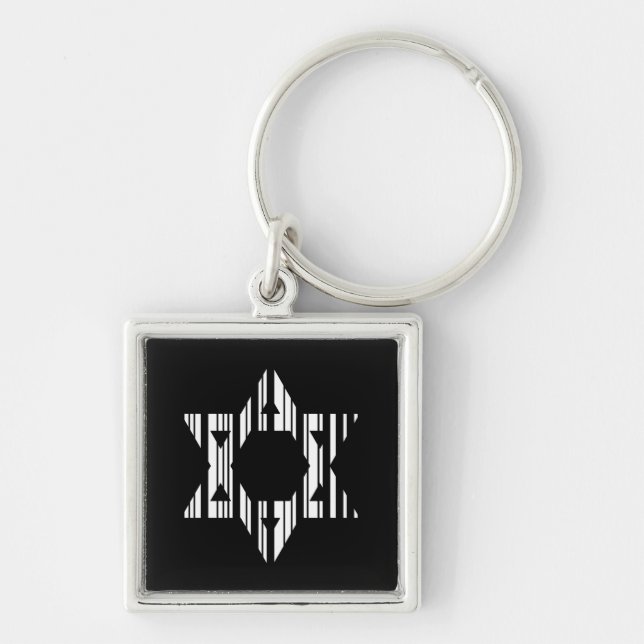 STAR OF DAVID BAR CODE Judaism Pattern Design Keychain (Front)