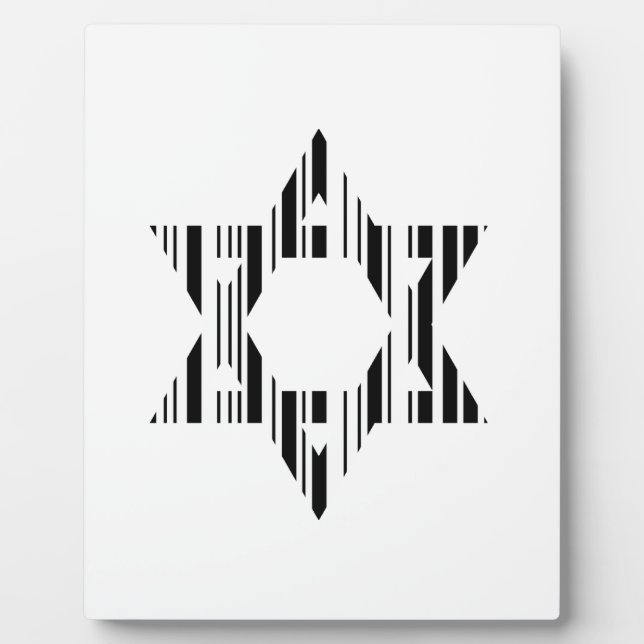 STAR OF DAVID BAR CODE Judaism Pattern Design Plaque (Front)
