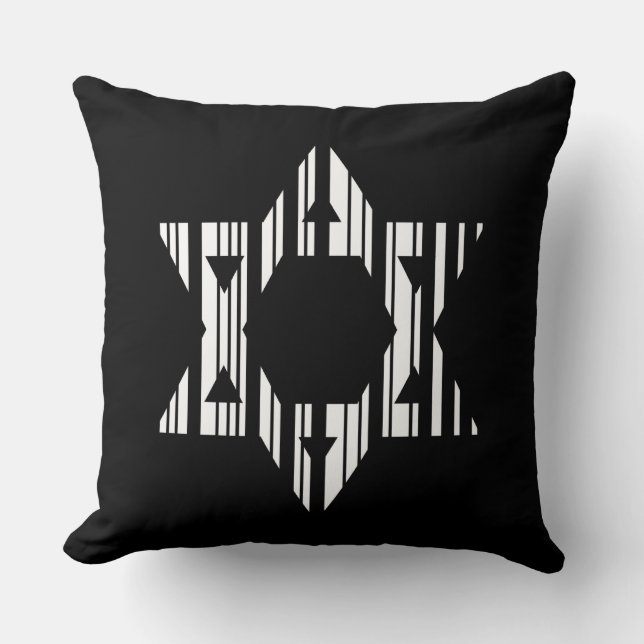 STAR OF DAVID BAR CODE Judaism Pattern Design Throw Pillow (Front)