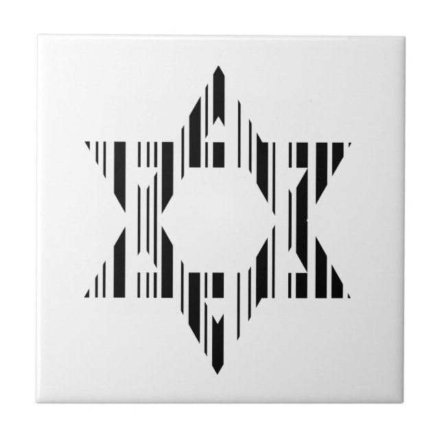 STAR OF DAVID BAR CODE Judaism Pattern Design Tile (Front)