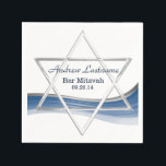 Star of David Bar Mitzvah Blue and Silver Napkin<br><div class="desc">Blue wave and silver Star of David design Bar Mitzvah napkins to compliment our invitations.</div>