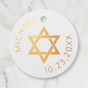 Star of David Bar or Bat Mitzvah REAL FOIL Favour Tags