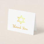 Star of David Bat Bar Mitzvah Thank You Gold Foil Card<br><div class="desc">Show gratitude towards your special guests for celebrating with you by sending them personalized gold foil bar mitzvah thank you cards! The modern, stylish and minimal note card design depicts a woven Jewish Star or David symbol and a handwriting script "thank you" in real gold foiling. These elegant bar mitzvah...</div>