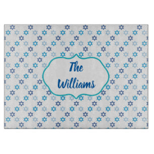 Star of David Blue and White Cutting Board