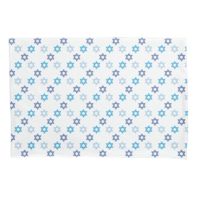 Star of David Blue and White Holiday Pillowcase (Front)