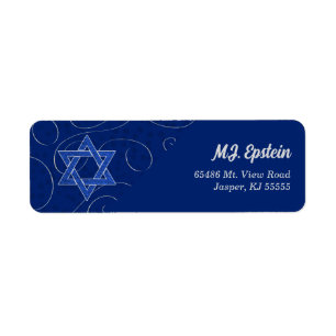 Star of David Blue Swirl with Name Address