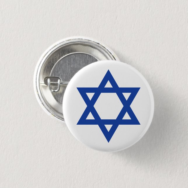 Star of David Blue White 1 Inch Round Button (Front & Back)