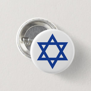 Star of David Blue White 1 Inch Round Button