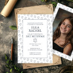 Star of David B'nai Bat Bar Mitzvah Custom Photo  Invitation<br><div class="desc">Perfect card to announce a bar mitzvah, bat mitzvah or other Jewish celebration! Hand made art for you! FULLY CUSTOMIZABLE! Click on “Personalize” above to edit the text and add your own photo to the back side. Click "edit using design tool" to adjust the fonts, colours and placements and to...</div>