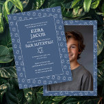 Star of David B'nai Bat Bar Mitzvah Custom Photo Invitation<br><div class="desc">Perfect card to announce a bar mitzvah, bat mitzvah or other Jewish celebration! Hand made art for you! FULLY CUSTOMIZABLE! Click on “Personalize” above to edit the text and add your own photo to the back side. Click "edit using design tool" to adjust the fonts, colours and placements and to...</div>