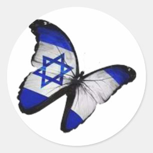 Star of David Butterfly Classic Round Sticker